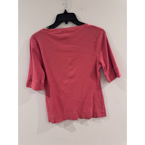 Garnet Hill Rust Essential 3/4 Sleeve Scoop Neck Tee Size Large Transitional Top - Picture 5 of 5